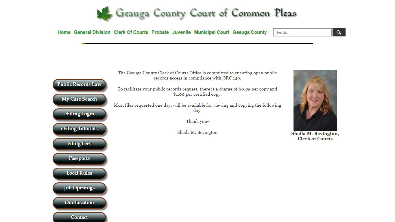 Geauga County Clerk of Courts - Public Records Law